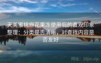天美蜜桃麻花果冻使用后的直观印象整理：分类是否清晰，对查找内容是否友好