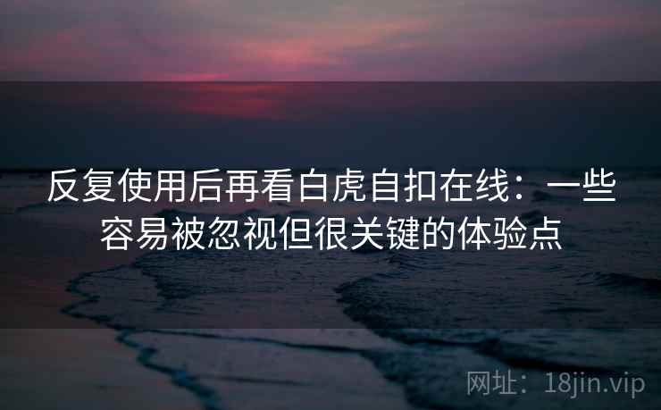 反复使用后再看白虎自扣在线：一些容易被忽视但很关键的体验点