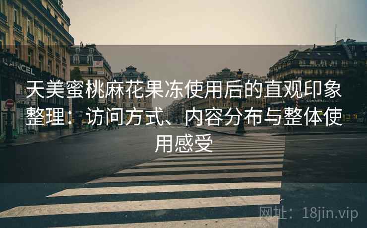 天美蜜桃麻花果冻使用后的直观印象整理：访问方式、内容分布与整体使用感受